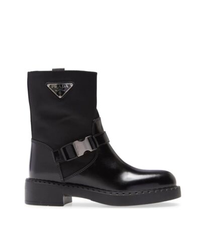 Prada Nylon Logo Biker Moto Booties-20247743