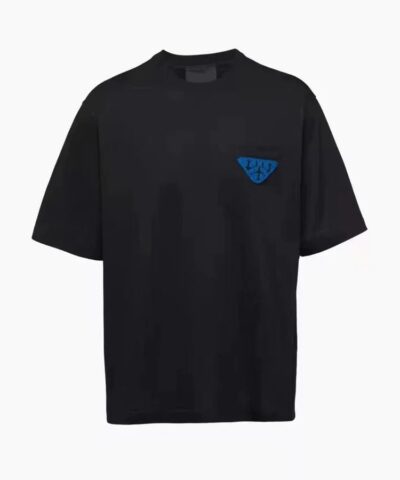 Prada Black Triangle-patch Oversized T-shirt - Image 5
