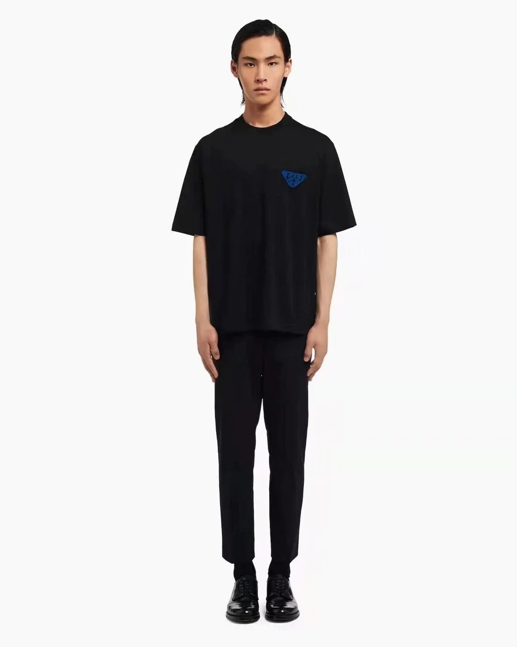 Alternative view of Prada Black Triangle-patch Oversized T-shirt