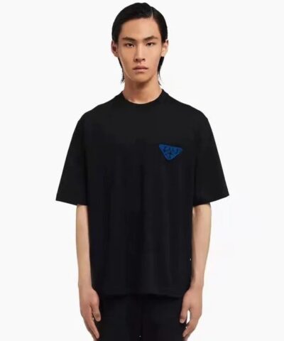 Prada Black Triangle-patch Oversized T-shirt-20244324