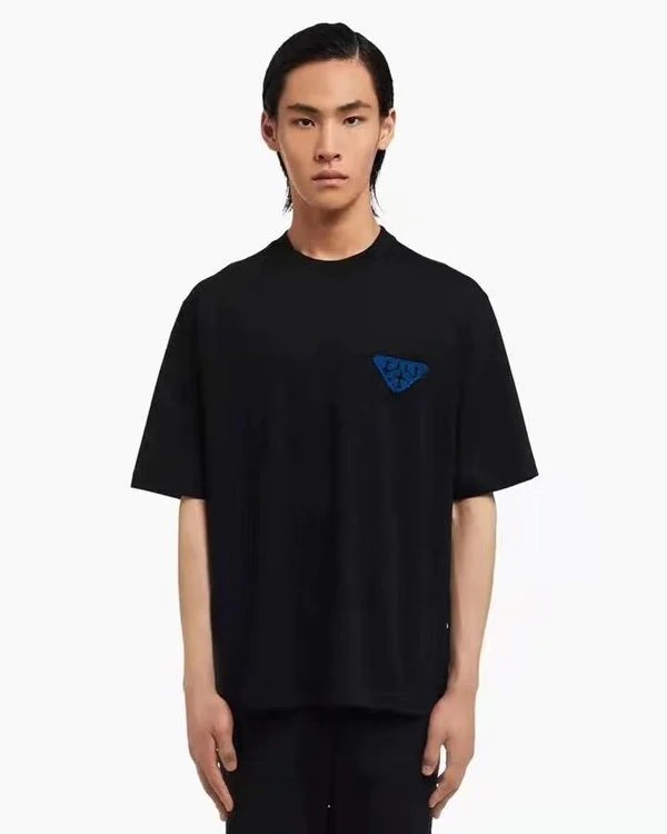 Prada Black Triangle-patch Oversized T-shirt-20244323