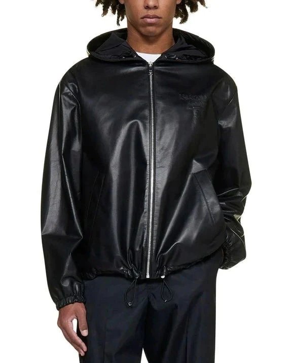 Prada Men's Logo Embossed Hooded Zipped Jacke-20237145