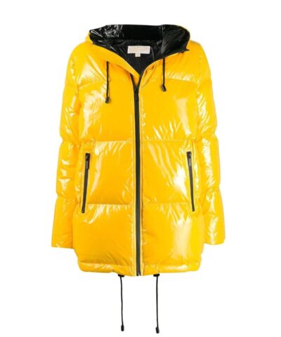 MICHAEL Michael Kors Hooded & Quilted Cire Down Jacket In Yellow - Image 4