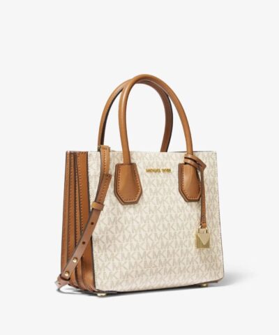 products michael by michael kors Natural Mercer Medium Logo Accordion Crossbody Bag
