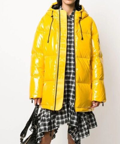 MICHAEL Michael Kors Hooded & Quilted Cire Down Jacket In Yellow-20239253