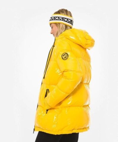 Alternative view of MICHAEL Michael Kors Hooded & Quilted Cire Down Jacket In Yellow