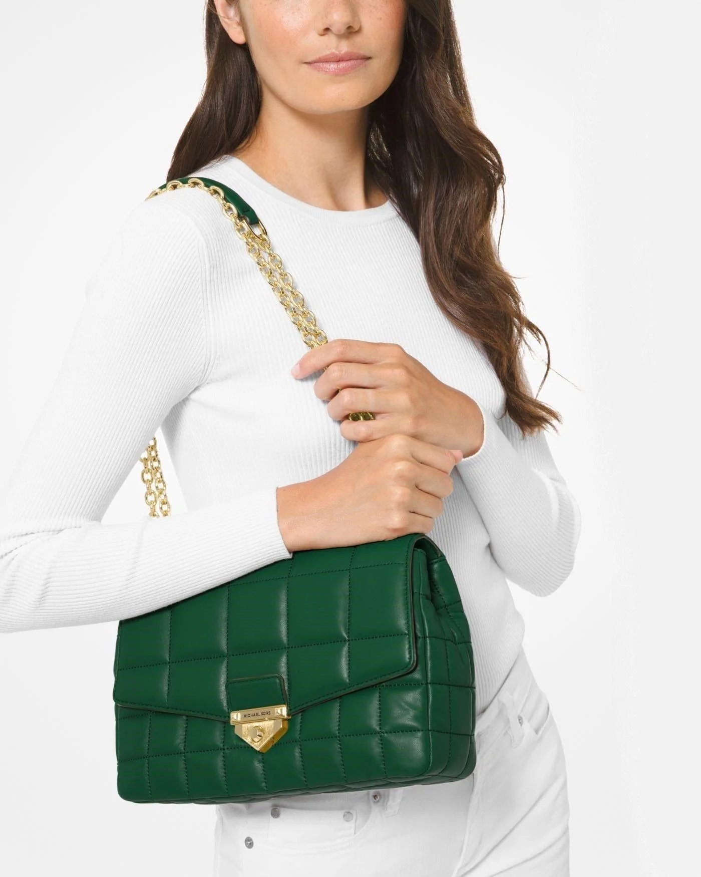 Alternative view of Michael Kors SoHo Large Quilted Leather Shoulder Bag, Green