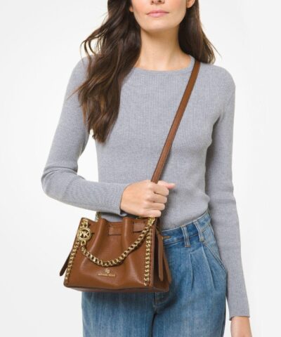 products michael kors LUGGAGE Mina Small Pebbled Leather Crossbody Bag