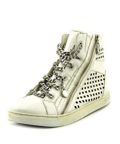 Michael Kors Urban Chain White High Top Side Zip Chain Sneakers-20233557