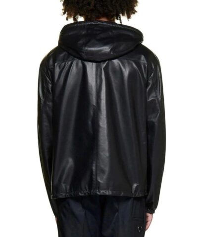Prada Men's Logo Embossed Hooded Zipped Jacke - Image 6