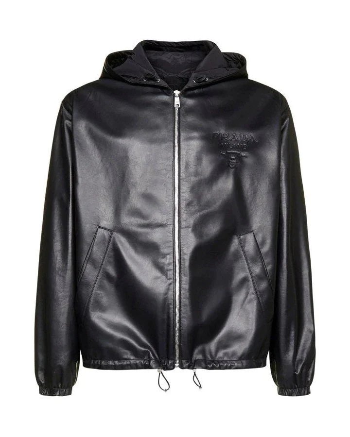 Alternative view of Prada Men's Logo Embossed Hooded Zipped Jacke