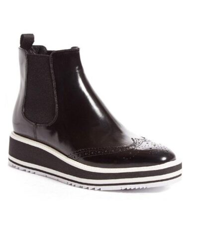 Alternative view of Prada Micro-Sole Wing-Tip Chelsea Boot, Black (Nero)
