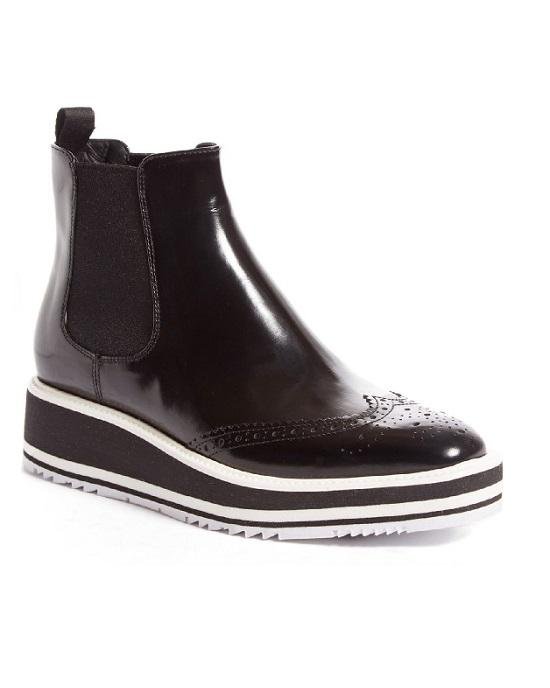 Alternative view of Prada Micro-Sole Wing-Tip Chelsea Boot, Black (Nero)
