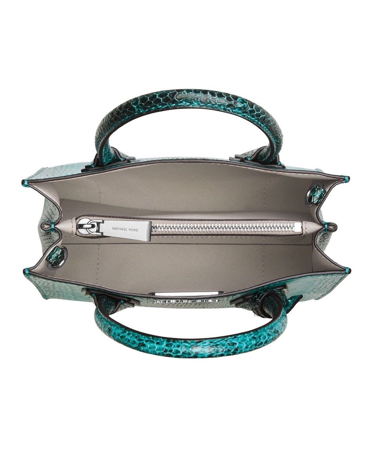 Alternative view of Michael Michael Kors Mercer Python Embossed Leather Medium Messenger Tile Blue