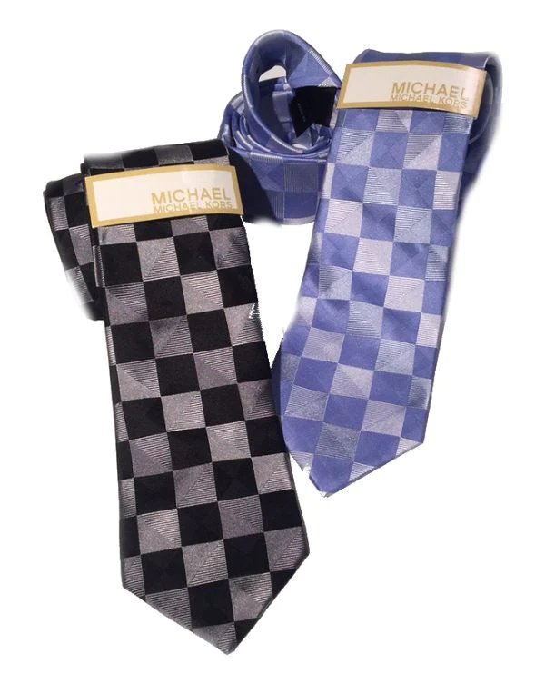 Alternative view of Michael Kors Regular Tie Mens Checkers Check Black Silk Neck Tie
