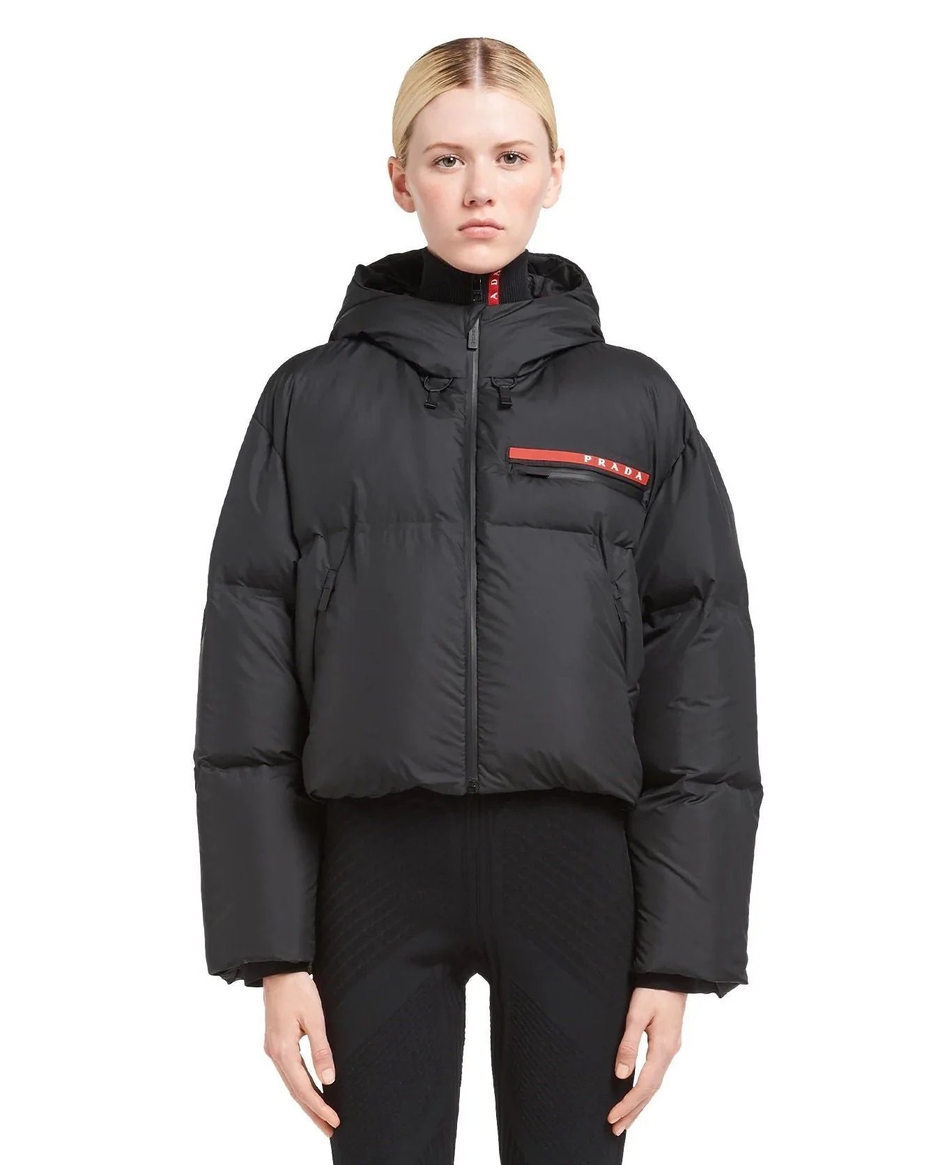 Prada Technical Nylon Puffer Jacket, Black-20247877