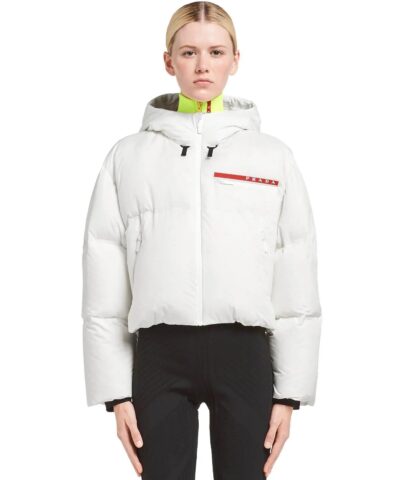 Prada Technical Nylon Puffer Jacket, White-20247894