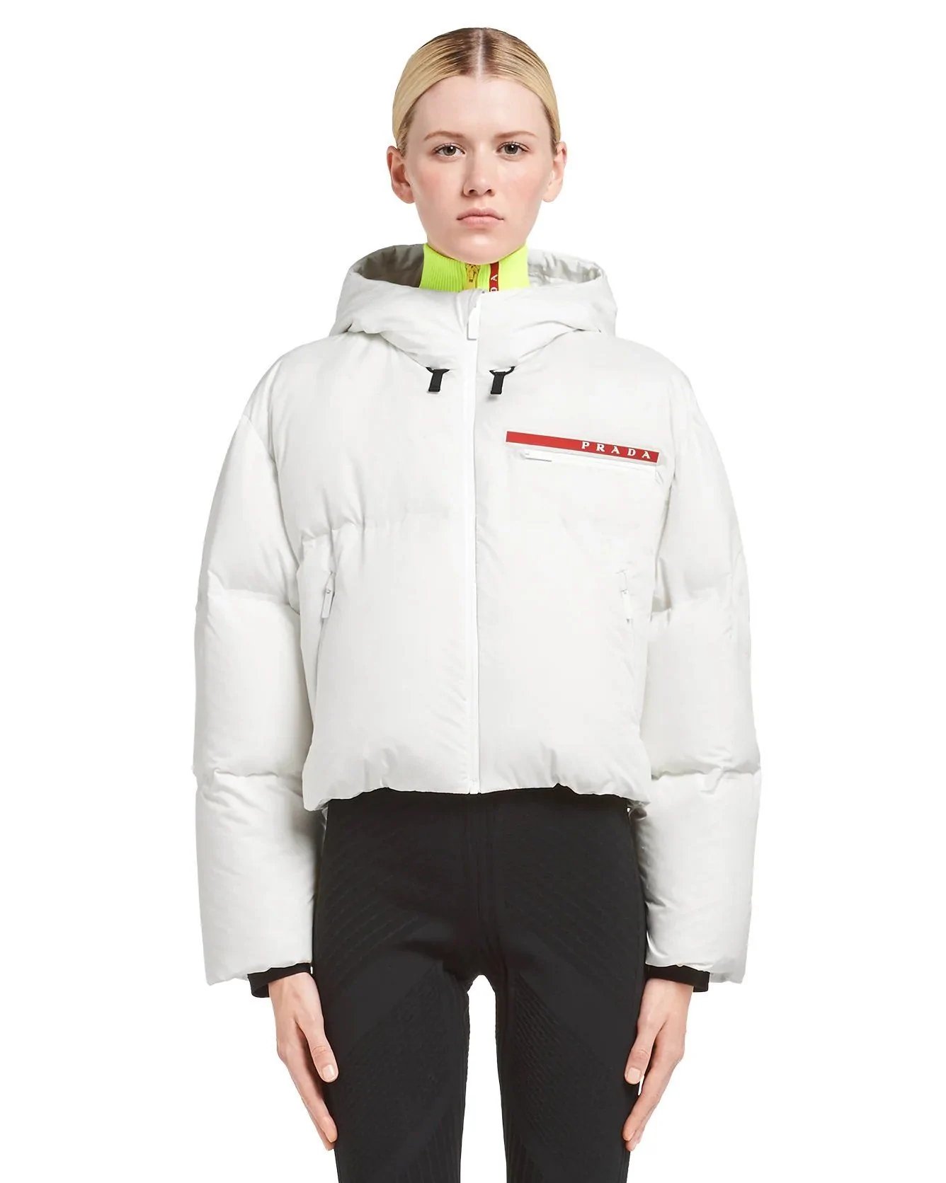 Prada Technical Nylon Puffer Jacket, White-20247890