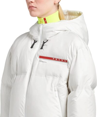 Prada Technical Nylon Puffer Jacket, White - Image 6
