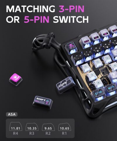 Damulin Hot-Swappable Wireless Mechanical Keyboard - K1 Pro 75% Layout, RGB, Aluminum Alloy - Image 6