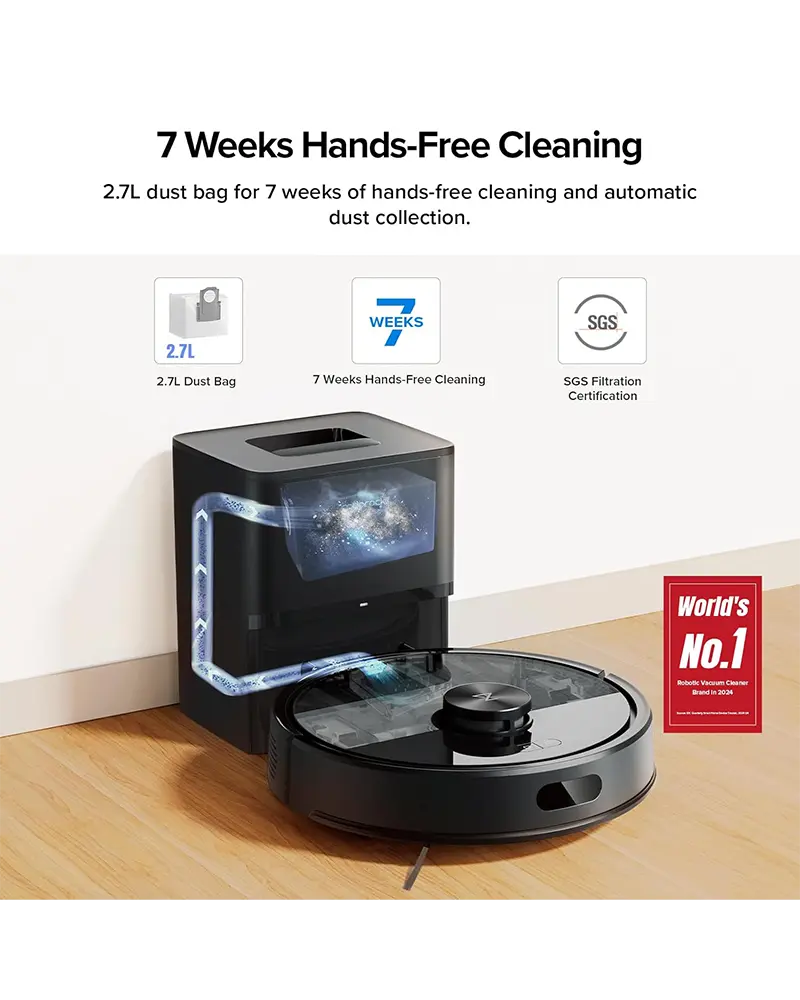 Alternative view of Roborock Q7 M5+ Robot Vacuum & Mop with Self-Emptying, 10,000Pa Suction, and LiDAR Navigation