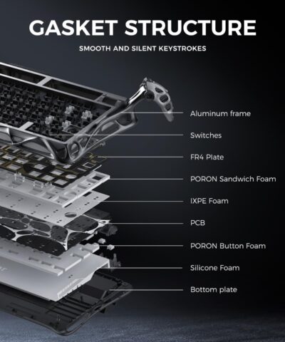 Damulin Hot-Swappable Wireless Mechanical Keyboard - K1 Pro 75% Layout, RGB, Aluminum Alloy - Image 16