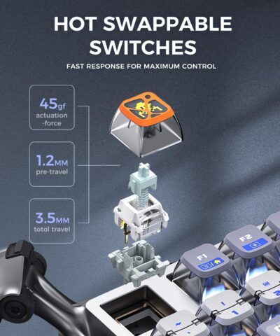 Damulin Hot-Swappable Wireless Mechanical Keyboard - K1 Pro 75% Layout, RGB, Aluminum Alloy - Image 15