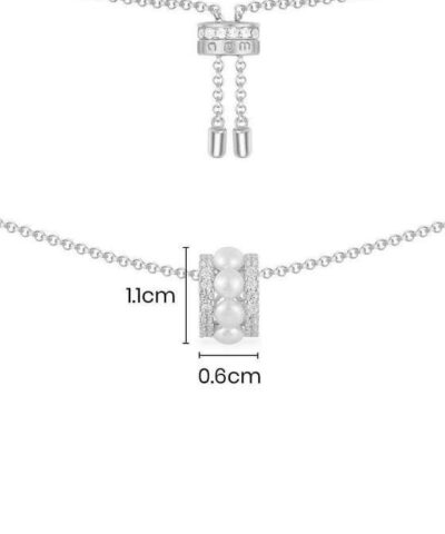 Apm Monaco Double Paved Hoop Adjustable Necklace Whit Pearls 20251135 2