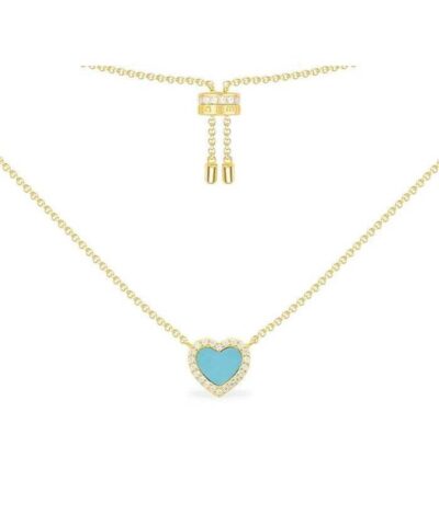 Apm Monaco Lagoon Blue Heart Pendant Adjustable Necklace-20251083
