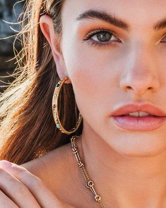 Alternative view of Apm Monaco Large Multicolor Stone Hoop Earrings
