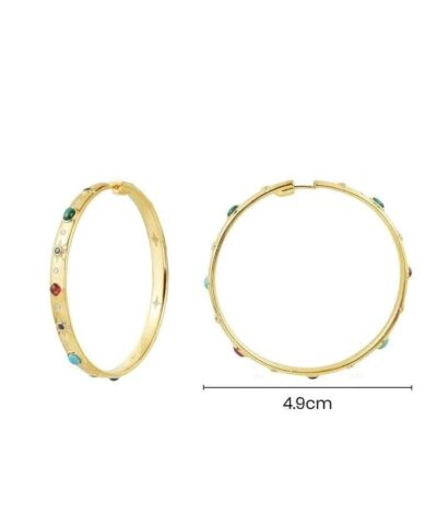 Apm Monaco Large Multicolor Stone Hoop Earrings - Image 4