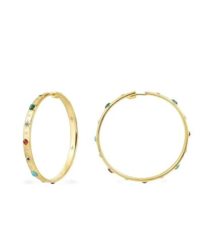 Apm Monaco Large Multicolor Stone Hoop Earrings-20251093