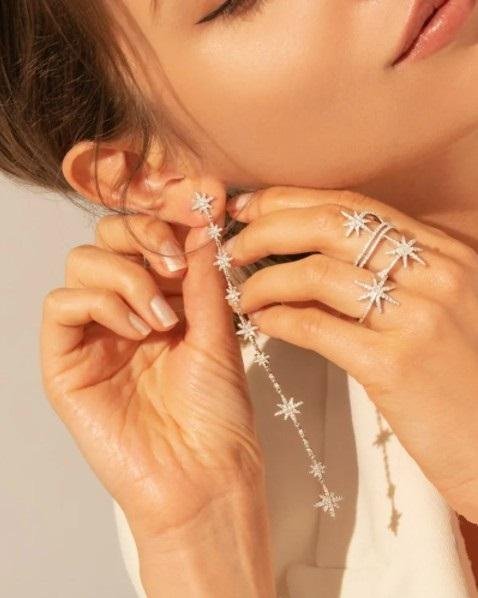 Alternative view of Apm Monaco Long Asymmetric Météorites Earring And Its Stud - Silver
