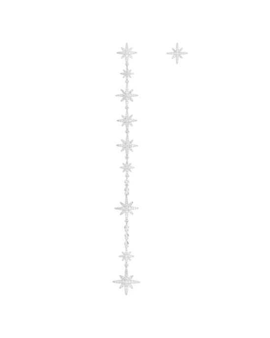 Apm Monaco Long Asymmetric Météorites Earring And Its Stud - Silver-20255690