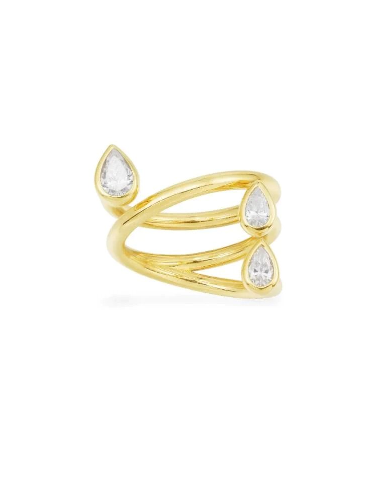 Apm Monaco Multi-Hoop Ring With Pear-Shaped Stones - Yellow Silver-20257708