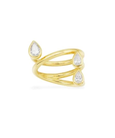Apm Monaco Multi-Hoop Ring With Pear-Shaped Stones - Yellow Silver-20257712