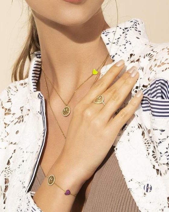 Alternative view of Apm Monaco Neon Yellow Heart & Happy Face Adjustable Necklace