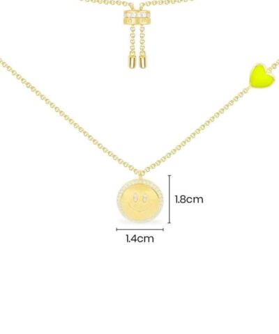 Apm Monaco Neon Yellow Heart Happy Face Adjustable Necklace 20251546 2