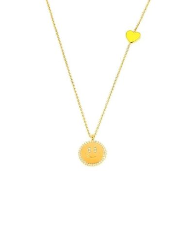 Apm Monaco Neon Yellow Heart Happy Face Adjustable Necklace 20251546 3