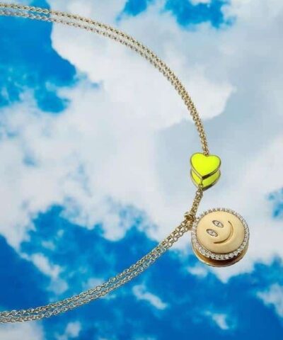 Apm Monaco Neon Yellow Heart Happy Face Adjustable Necklace 20251546 4