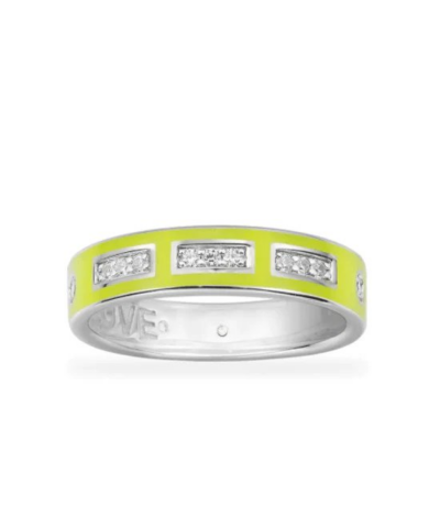 Apm Monaco Neon Yellow LOVE Morse Code Ring - Silver - Image 3