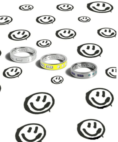 Apm Monaco Neon Yellow LOVE Morse Code Ring - Silver - Image 4