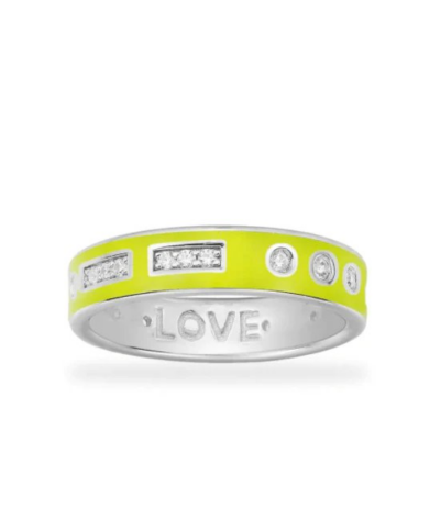 Apm Monaco Neon Yellow LOVE Morse Code Ring - Silver-20257741