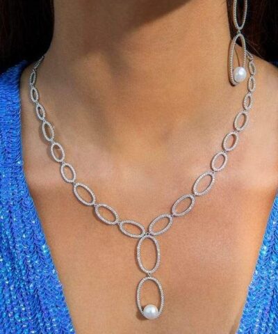 Alternative view of Apm Monaco Paved Necklace Whit Pearl Pendant