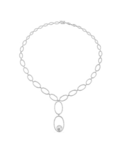 Apm Monaco Paved Necklace Whit Pearl Pendant-20251077