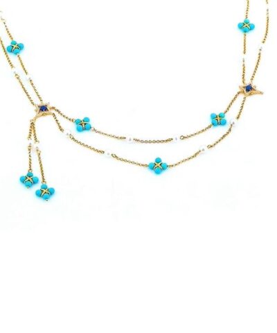 Apm Monaco Pearl Blue Stone Double Chain Adjustable Necklace 20251106 2
