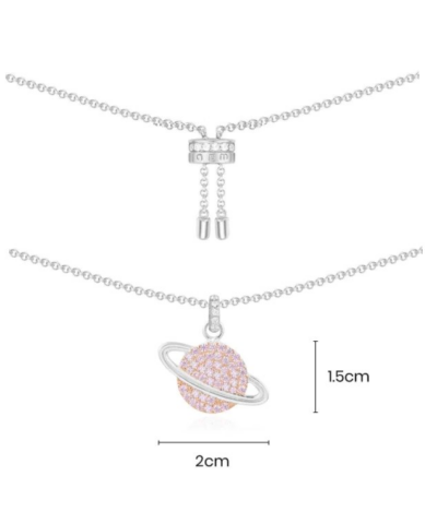 Apm Monaco Pink Planet Adjustable Necklace - Silver - Image 3