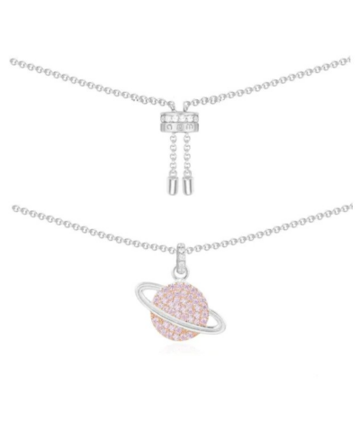Apm Monaco Pink Planet Adjustable Necklace - Silver-20257731
