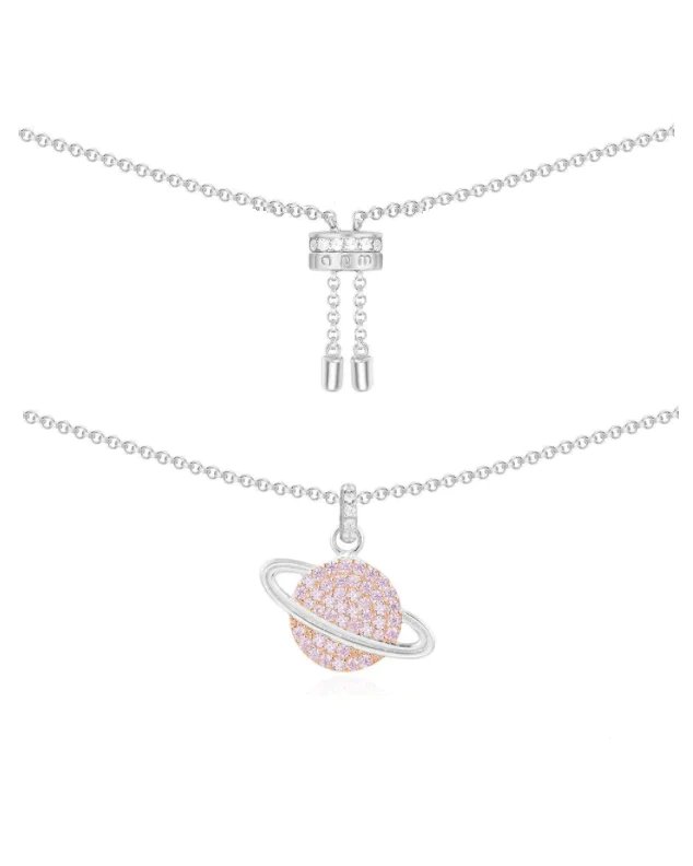 Apm Monaco Pink Planet Adjustable Necklace - Silver-20257731