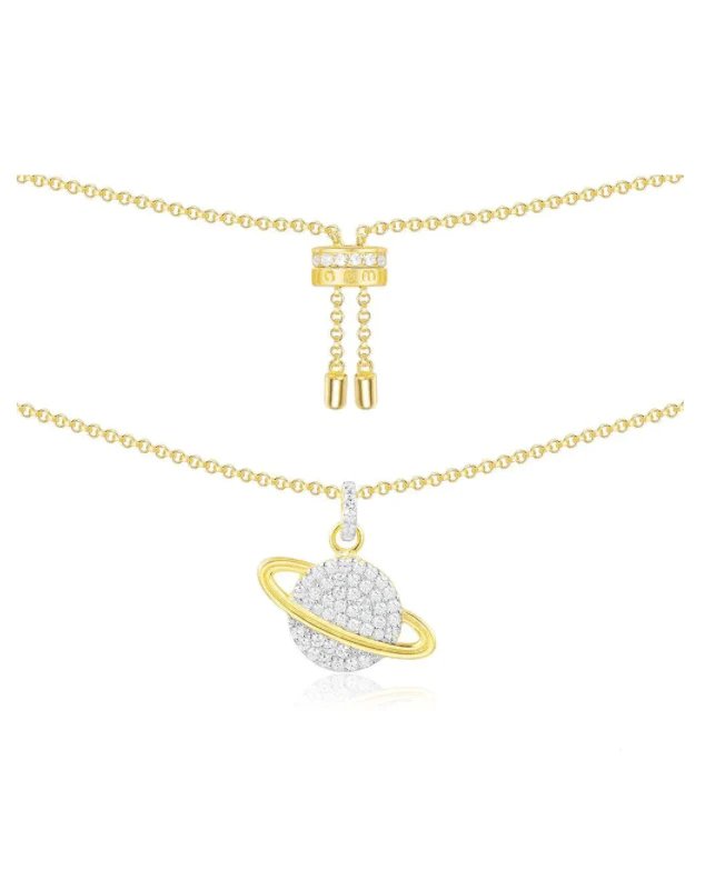 Apm Monaco Planet Adjustable Necklace - Yellow Silver-20257736